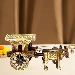 4.7"  Pack of - 1 Brass Bullock Cart | Antique Finish | Handcrafted Traditional Indian Miniature | Decorative Brass Showpiece for Home, Office & Gifting