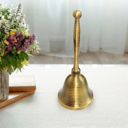 6" Pack of 1 Brass Hand Bell BBL-003 | Brass Pooja Articles Worship god Idol for poojan in Your Home Office or Temple Traditional Indian pooja and Gift Items Hand-Bell  210 gm