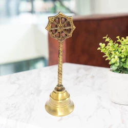 6.5" Pack of 1 Brass Hand Bell BBL-004 | Brass Ghanti | Hand Bell for Pooja Temple Big Size 6.5 Inch 181gm