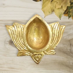 2.4" Pack of 2 Brass Diya BDY010 | Brass Finish Kamal Deepak | Kamal Deepak Puja Diya | Diwali Diya Brass Finish  370 gm