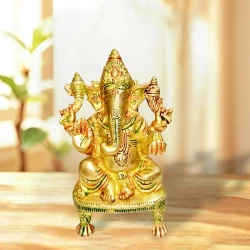 5.8" Pack of - 1 Brass Lord Ganesha Statue for Pooja & Home Decor – Multicolor Finish | Temple Decor Showpiece  | Ganesh Ji Idol  Decorative Murti