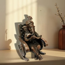 12cm Pack of 1 Brass Chair Ganesha Idol BCG-002 |  Antique Finish  | Copper Antique Ganesh | Ganpati Idol | Brass Lord Ganesha | Ganpati for Pooja | Bhagawan Ganesha | Ganesh Idol for Home | Ganesh Chaturthi Decoration Items (ACBCG002)