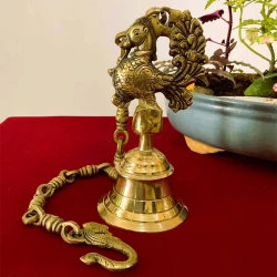 advanzo-vintage-brass-temple-bell-with-peacock-on-kadiya-chain-35-x-35-x-7-inch-23inch-hanging-kadiya-chain-antique-yellow-standard-pack-of-1-advanzo