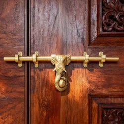 14" X 16mm Brass Ganesh Aldrop AL-027 | Handcrafted Brass Ganesh Face Door Aldrop | Antique Finish Traditional Indian Style Door Aldrop | Heavy Duty Brass Door Aldrop | Pack Of 1