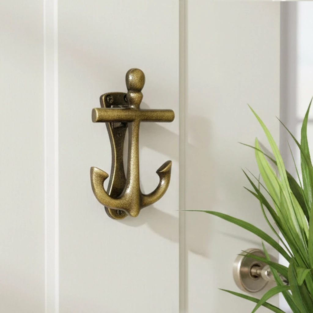 Anchor Design Iron Door Knocker DK-028 | Antique Finish Heavy Iron Door Knocker | 5.5 Inch Nautical Style Anchor Main Door Knocker | Handcrafted Vintage Decorative Entrance Door Hardware | Strong & Durable | Pack of 1