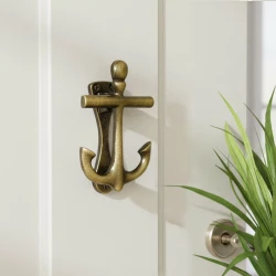 Anchor Design Iron Door Knocker DK-028 | Antique Finish Heavy Iron Door Knocker | 5.5 Inch Nautical Style Anchor Main Door Knocker | Handcrafted Vintage Decorative Entrance Door Hardware | Strong & Durable | Pack of 1