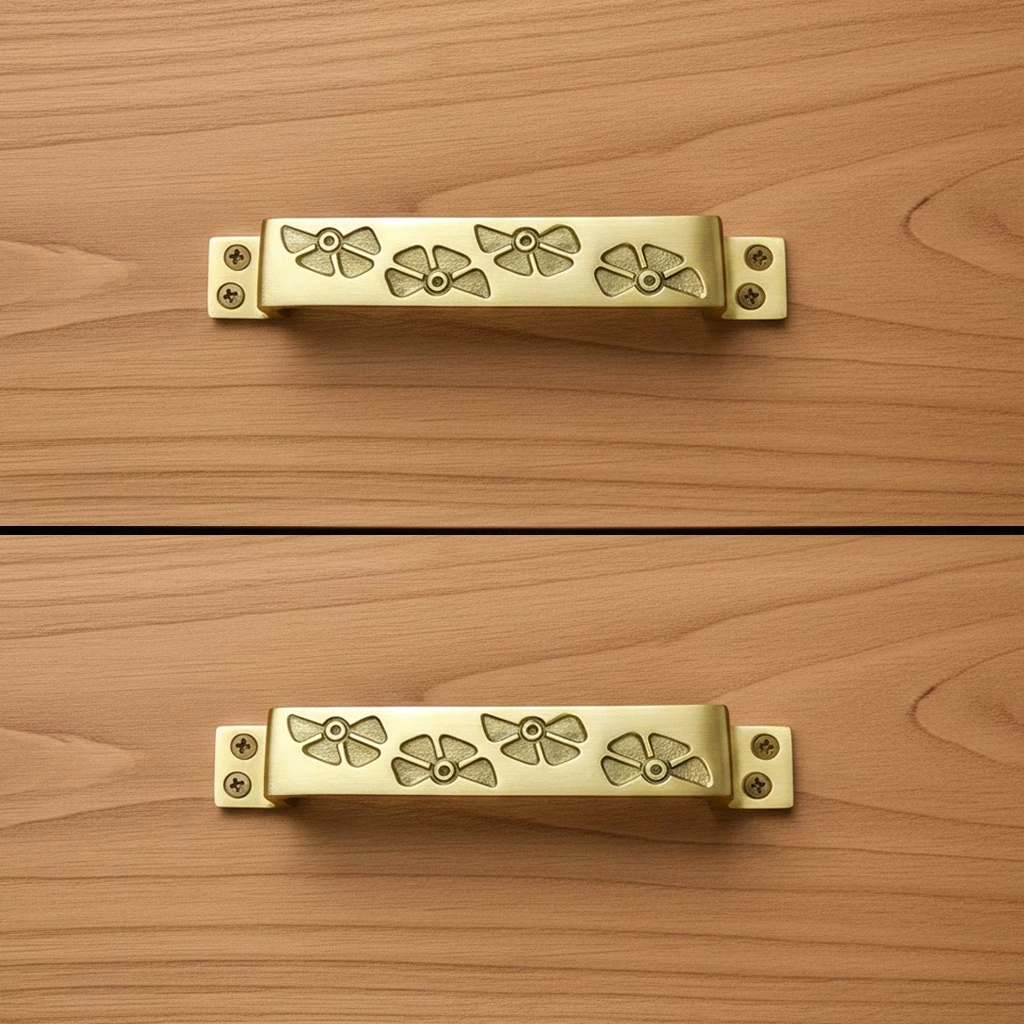 6" 2 Piece Brass Cabinet Handle CH-002 | Brass Antique Handle | Brass Antique Drawer Handle | Brass Antique Window Handle