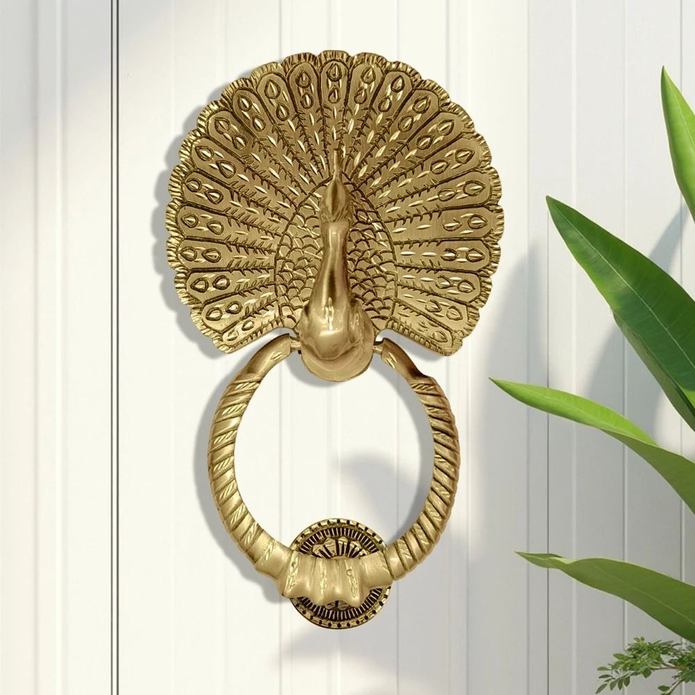 9.8" Big Mayur Brass Door Knocker DK-002 | Peacocks Door Knocker | Antique Brass Door Knocker | Heavy Traditional Design | Solid Brass Door Knocker | Premium Quality