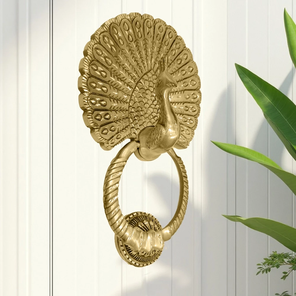 9.8" Big Mayur Brass Door Knocker DK-002 | Peacocks Door Knocker | Antique Brass Door Knocker | Heavy Traditional Design | Solid Brass Door Knocker | Premium Quality