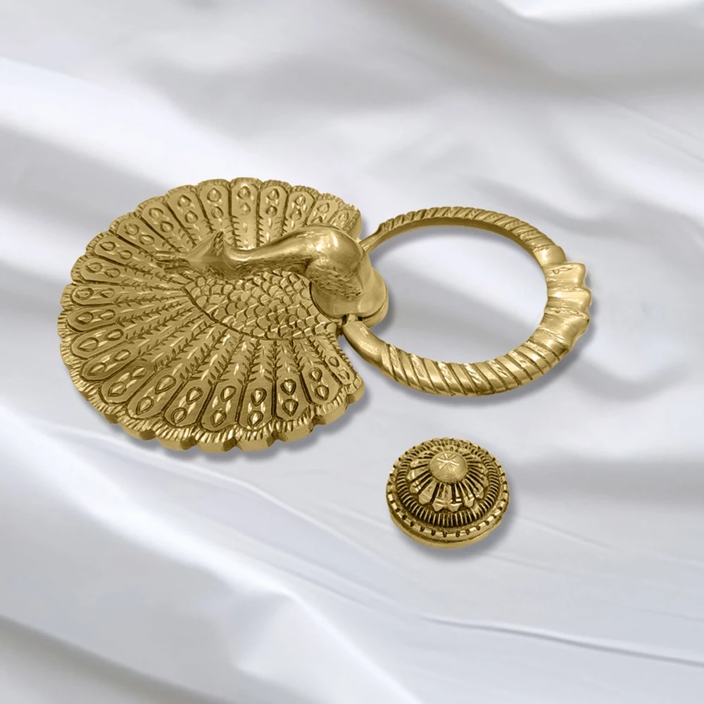 9.8" Big Mayur Brass Door Knocker DK-002 | Peacocks Door Knocker | Antique Brass Door Knocker | Heavy Traditional Design | Solid Brass Door Knocker | Premium Quality