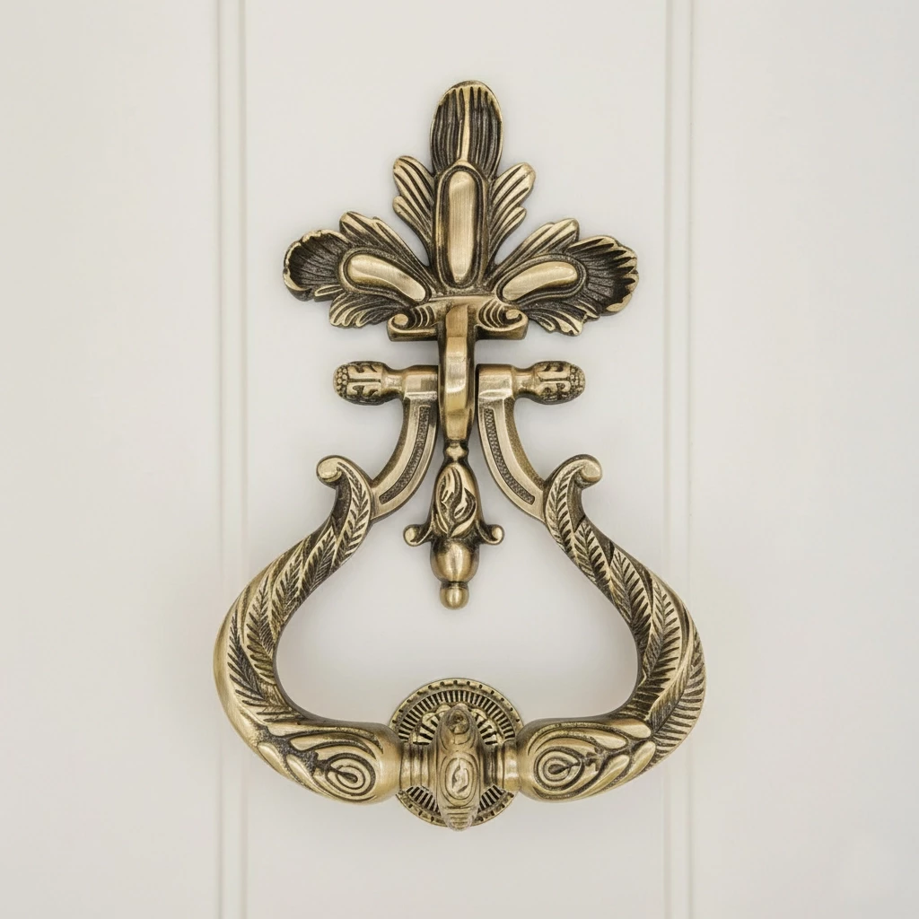 Maharaja Brass Door Knocker DK-027 | Antique Finish Solid Brass Main Door Knocker | Heavy Traditional Royal Style Decorative Door Knocker | Handcrafted Vintage Brass Entrance Door Knocker | 11.5 Inch Large Size | Pack of 1