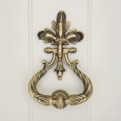 Maharaja Brass Door Knocker DK-027 | Antique Finish Solid Brass Main Door Knocker | Heavy Traditional Royal Style Decorative Door Knocker | Handcrafted Vintage Brass Entrance Door Knocker | 11.5 Inch Large Size | Pack of 1