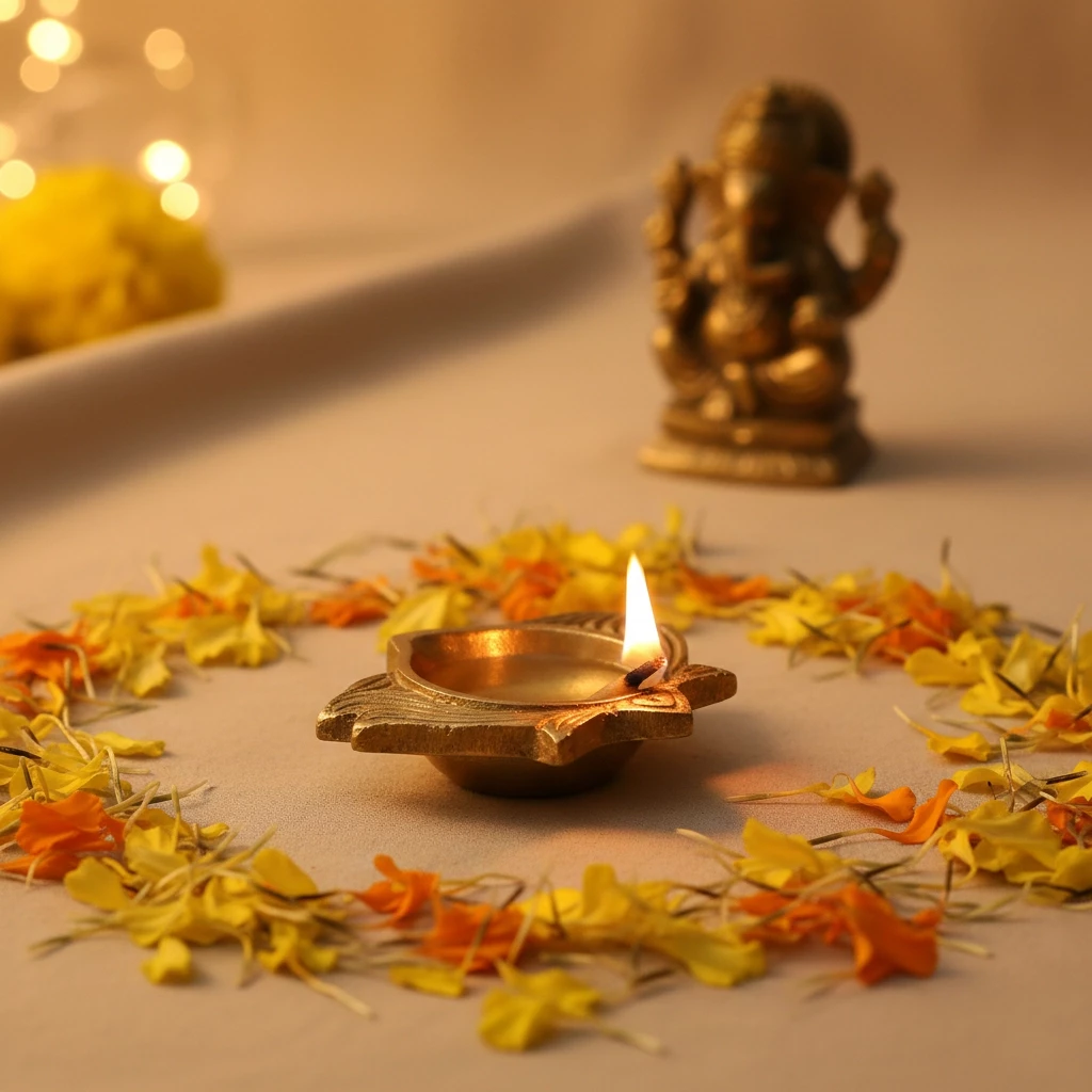 2" Pack of  2  Brass Diya BDY009 | Brass Finish Kamal Deepak | Kamal Deepak Puja Diya | Diwali Diya Brass Finish Medium 232 gm