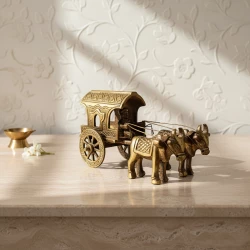 4.7"  Pack of - 1 Brass Bullock Cart | Antique Finish | Handcrafted Traditional Indian Miniature | Decorative Brass Showpiece for Home, Office & Gifting